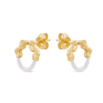 1TA0524-100 THALLO Helios Earrings Mini Colored Studs Hoops Small 24K Gold Vermeil on Sterling Silver White Jasper #s408b (A-SK-E)