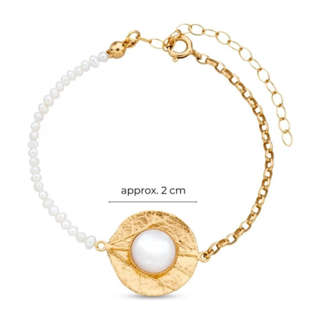 1TA0524-500 THALLO Kimolos Bracelet Geometric 24K Gold Vermeil On Sterling Silver Pearl Gold Pink #s288b (A-LX-E)
