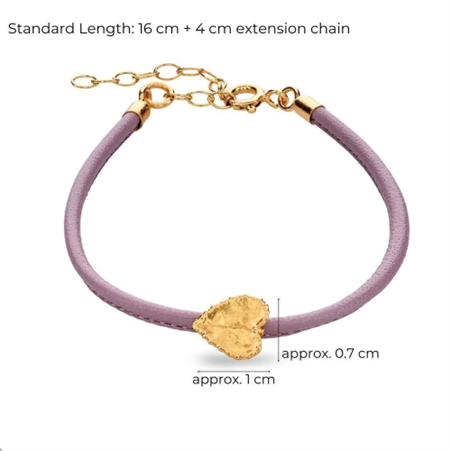 1TA0524-149 THALLO Emotions Cyclamen Bracelet Mini Leather 24K Gold Vermeil On Sterling Silver Purple #s206b (A-SK-E)