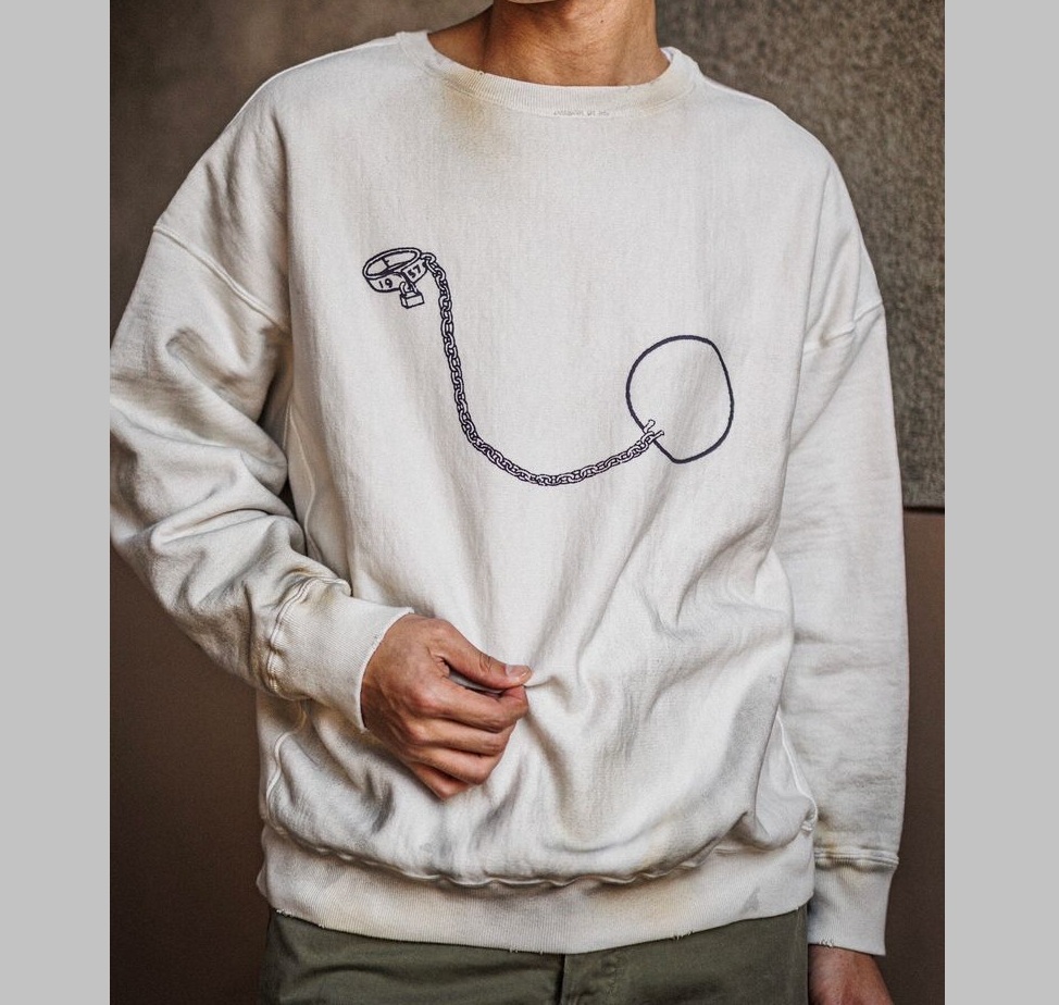 ON SALE: BOWWOW 2025 BALL AND CHAIN ​​SWEATER L/S - WHITE AGING PRE ORDER ITEM (預訂中)