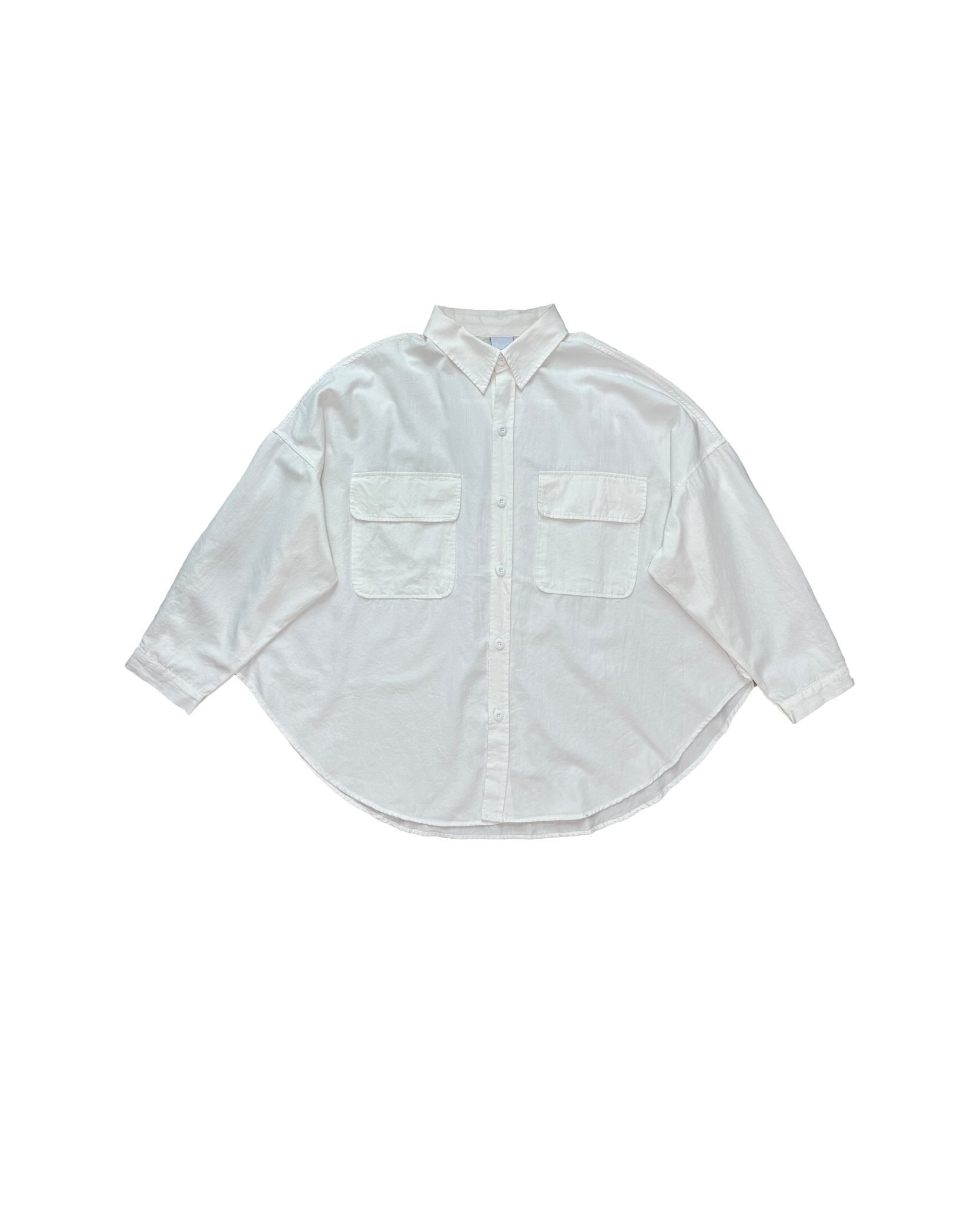 尖領雙口袋寬版長恤衫