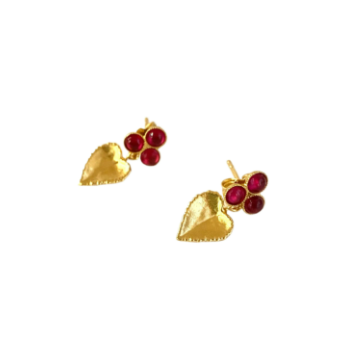 1TA0524-158 THALLO Heart Earrings Gold/Red #s828b (A-LX-E)