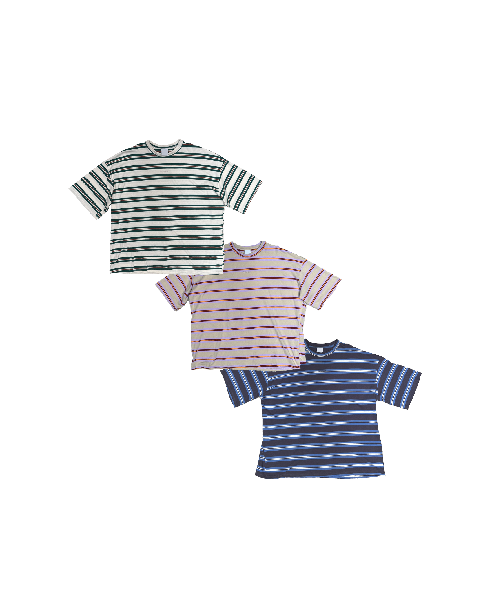 粗幼拼色橫紋寬版Tee