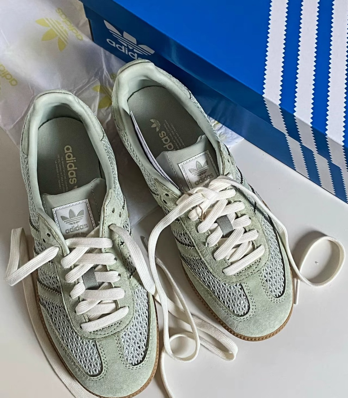 adidas Originals SAMBA OG 綠黃 女款 低幫訓練鞋