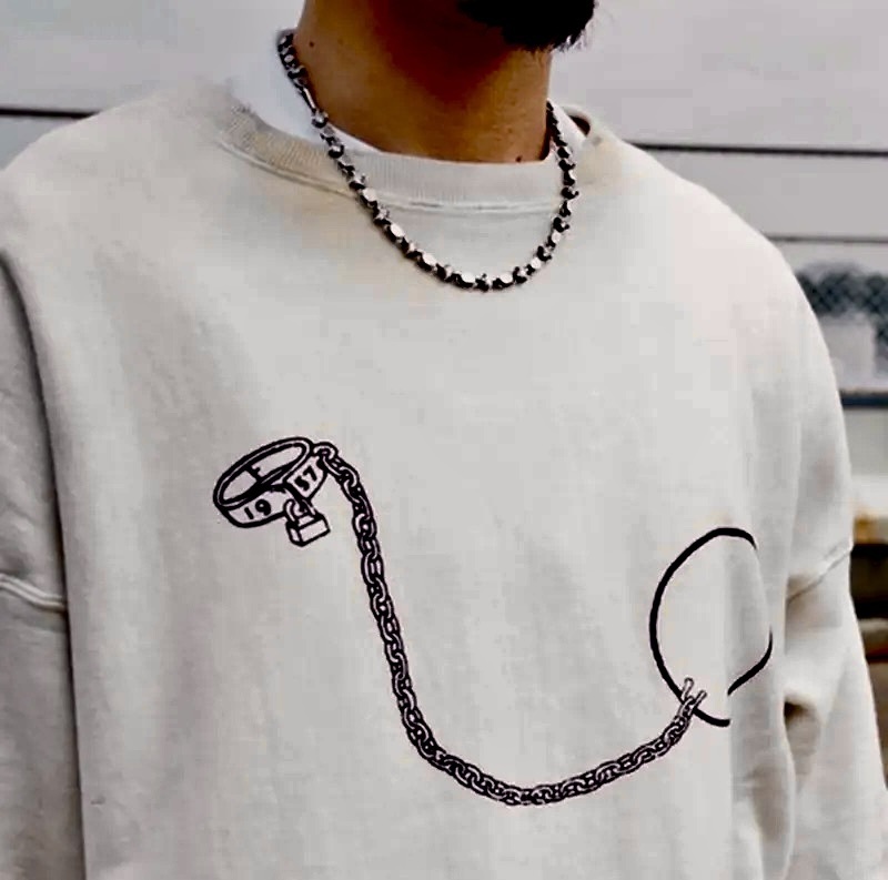 ON SALE: BOWWOW 2025 BALL AND CHAIN ​​SWEATER L/S - WHITE AGING PRE ORDER ITEM (預訂中)