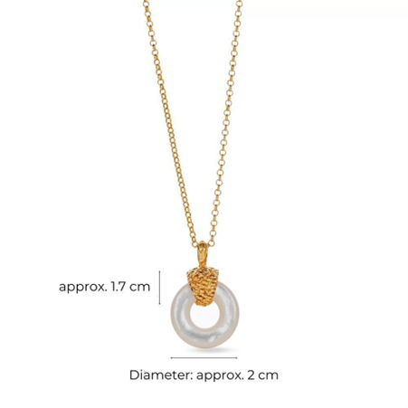 1TA0524-191 THALLO Lotida Holly Tree Necklace Layer 24K Gold Vermeil On Sterling Silver Mop White #s561b (A-SK-E)