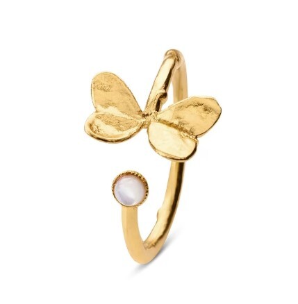 1TA0524-174 THALLO Pnoe Trefoil Ring 24K Gold Vermeil on Sterling Silver Mop #s812a (A-SK-E)