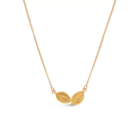 1TA0524-192 THALLO Memories Rose Necklace Two Leaves Layer 24K Gold Vermeil On Sterling Silver Gold #s821a (A-SK-E)