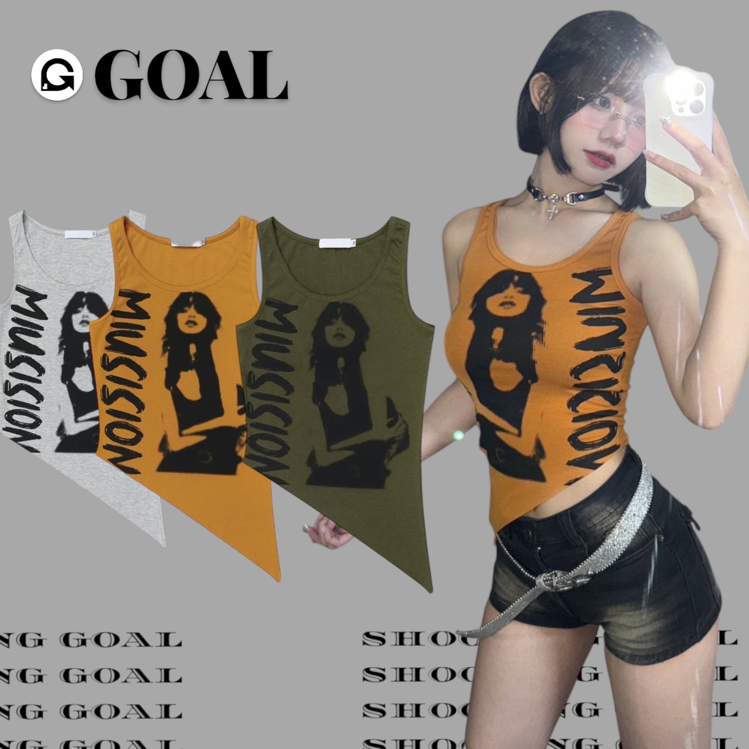 (GOAL) 下擺不規則背心 短版背心 M24-TX103