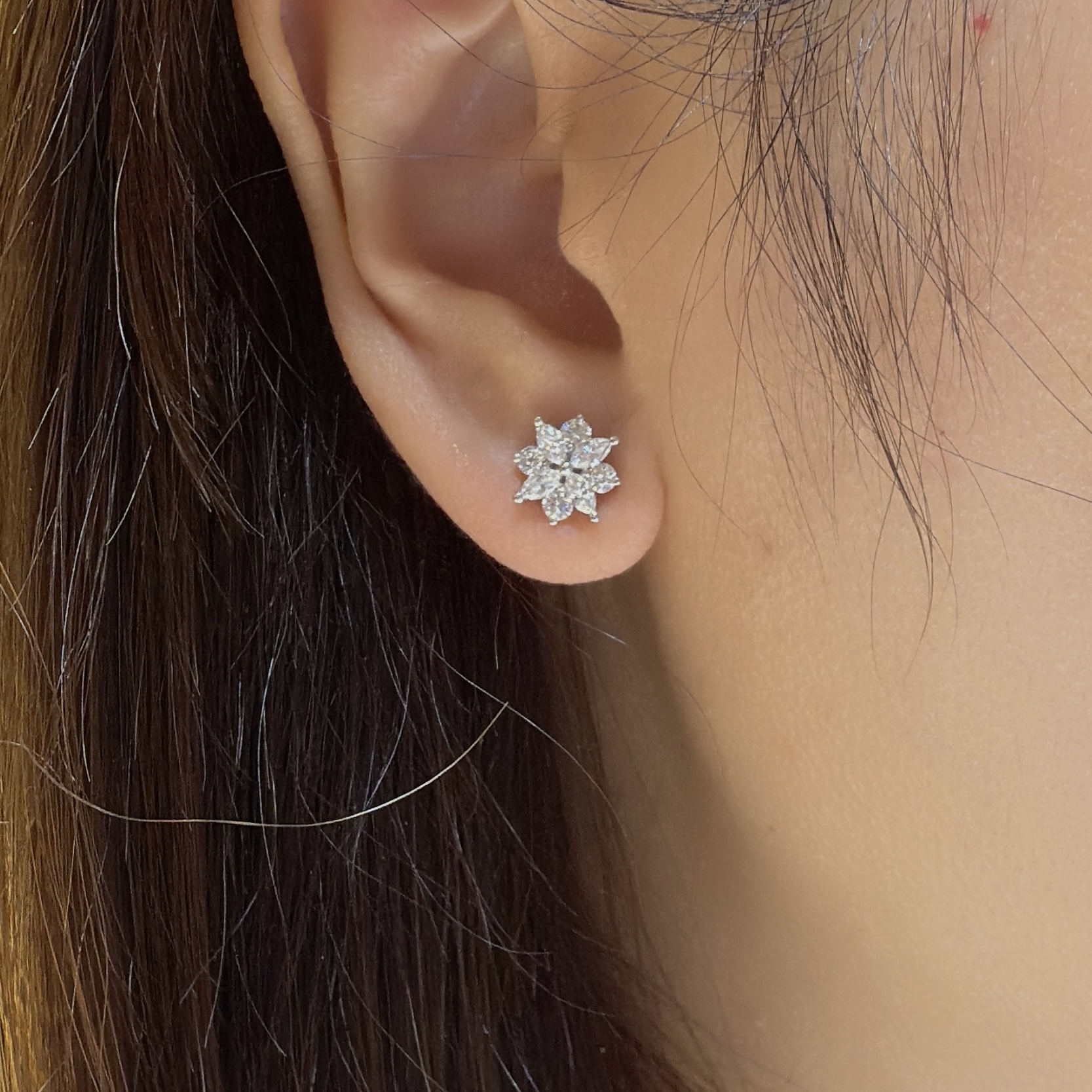 18K金拼鑽耳釘 - 煙花