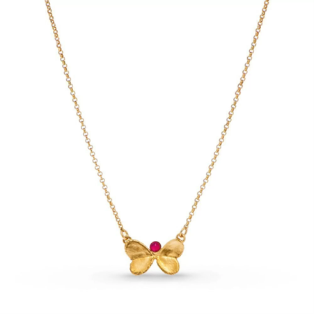 1TA0524-218 THALLO Pnoe Trefoil Necklace Mini Layer 24K Gold Vermeil On Sterling Silver Mop Gold/Red #s850a (A-LX-E)