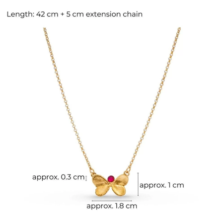 1TA0524-218 THALLO Pnoe Trefoil Necklace Mini Layer 24K Gold Vermeil On Sterling Silver Mop Gold/Red #s850a (A-LX-E)