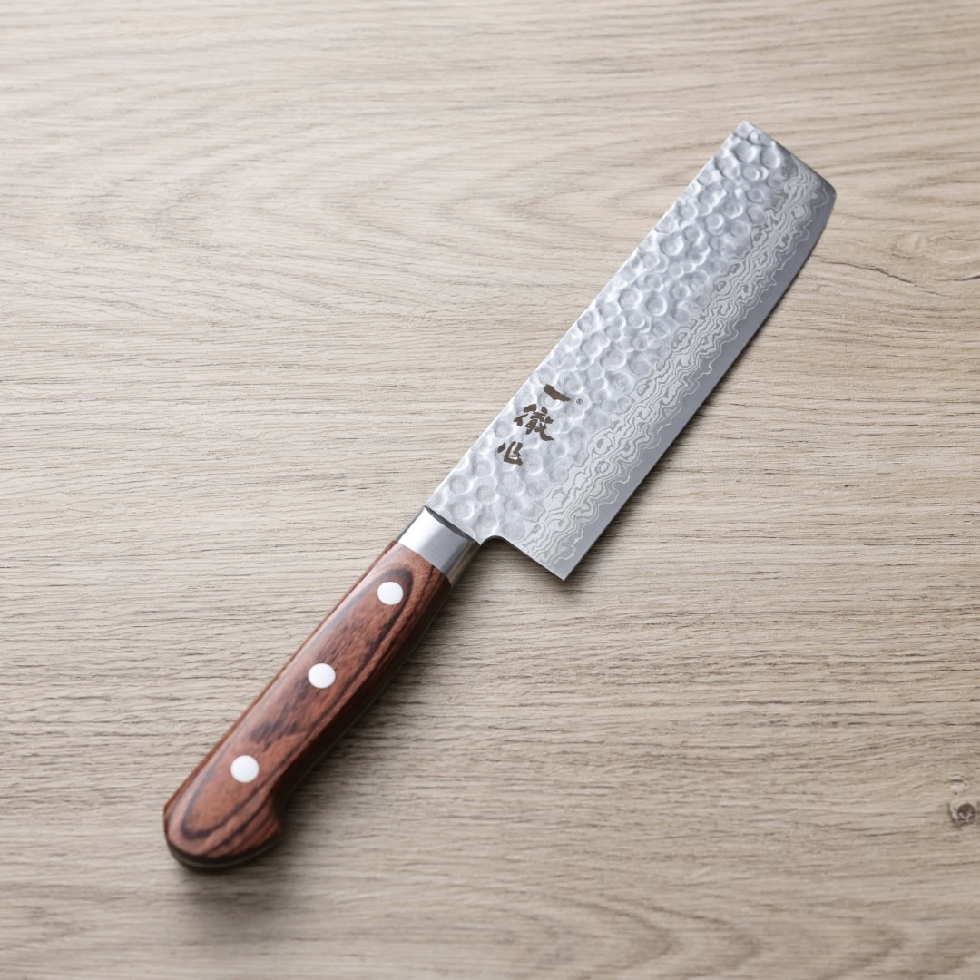 一徹 菜切 160mm VG10鋼 33層鎚目大馬士革 洋柄