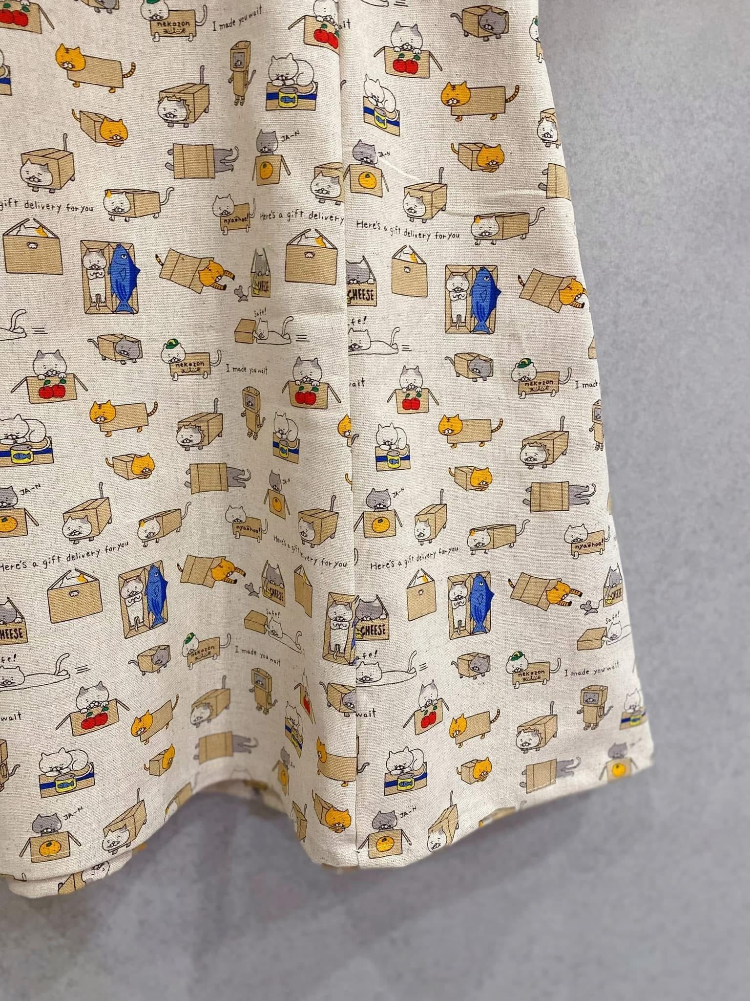 紙箱貓咪 媽咪紐結短洋裝