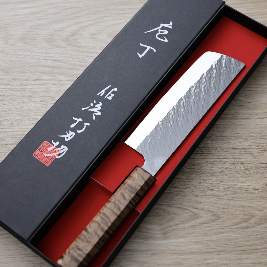 佐治武士 菜切 170mm SG Strix鋼 鎚目 穩定木