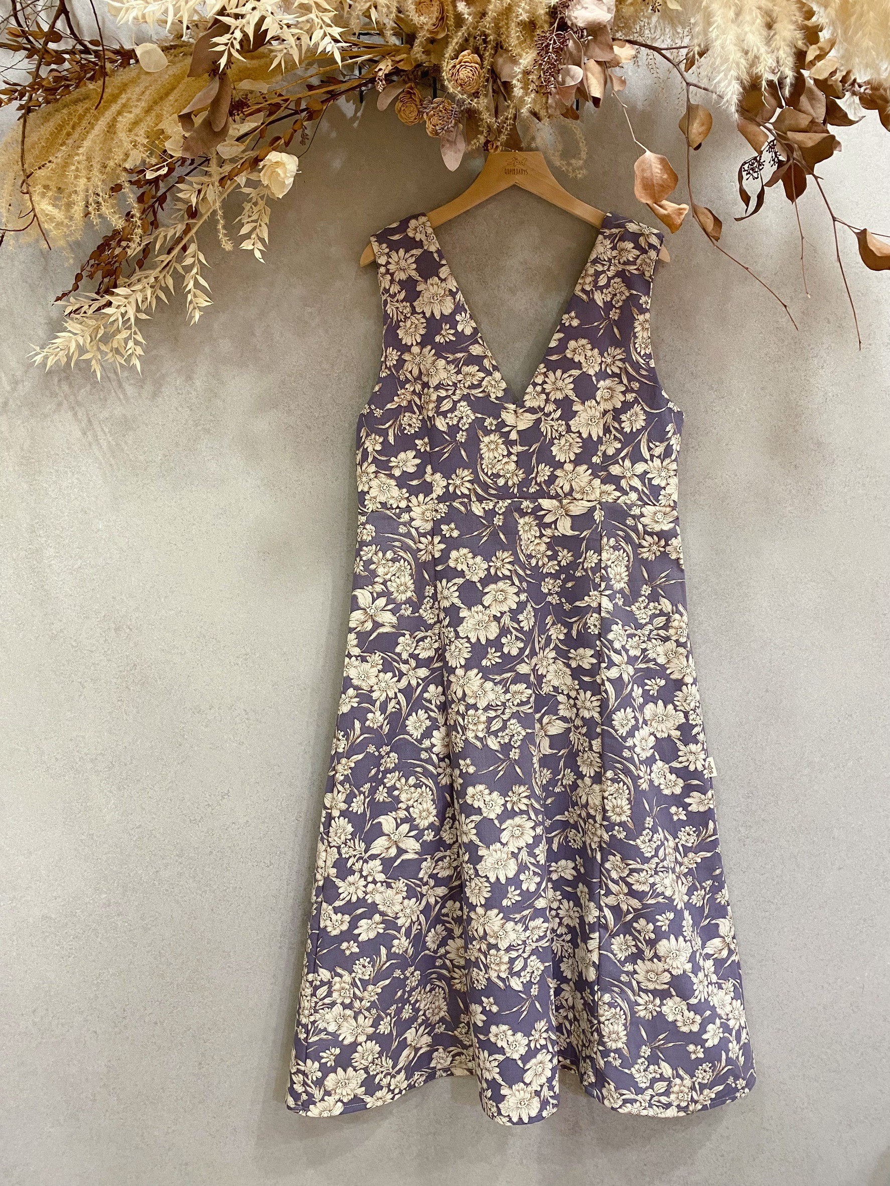 紫秋暮花間 媽咪扭結長洋裝