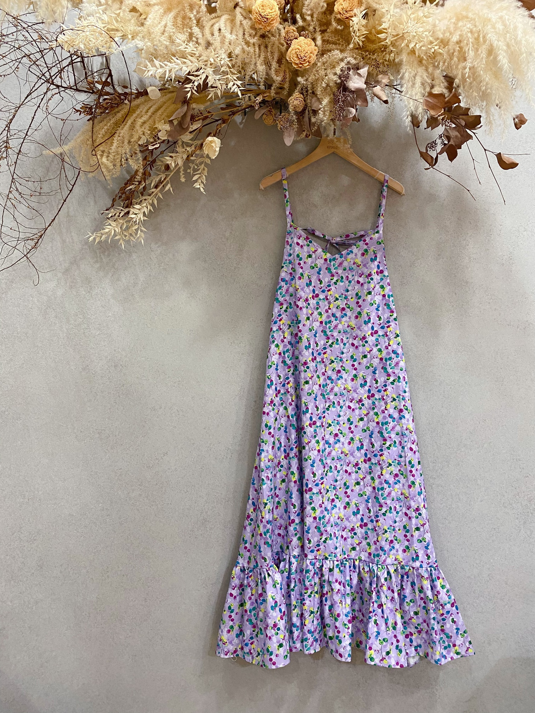 紫底果實 媽咪飄飄長洋裝