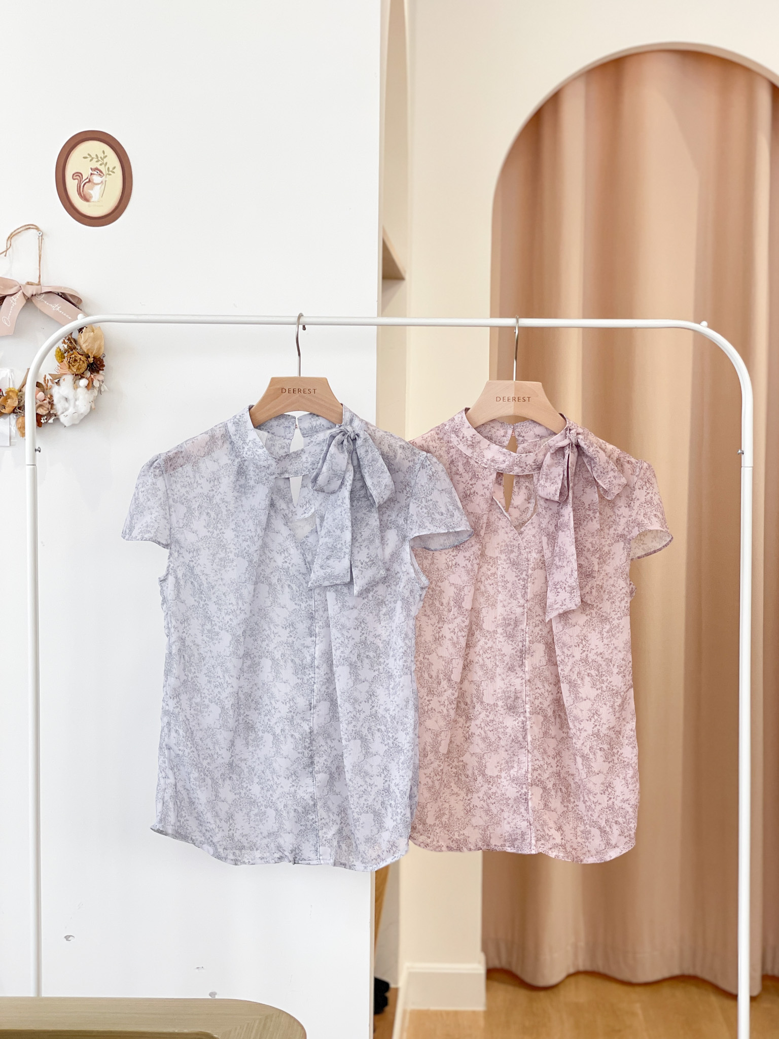 T1291 Cherry Blossom Ribbon Blouse