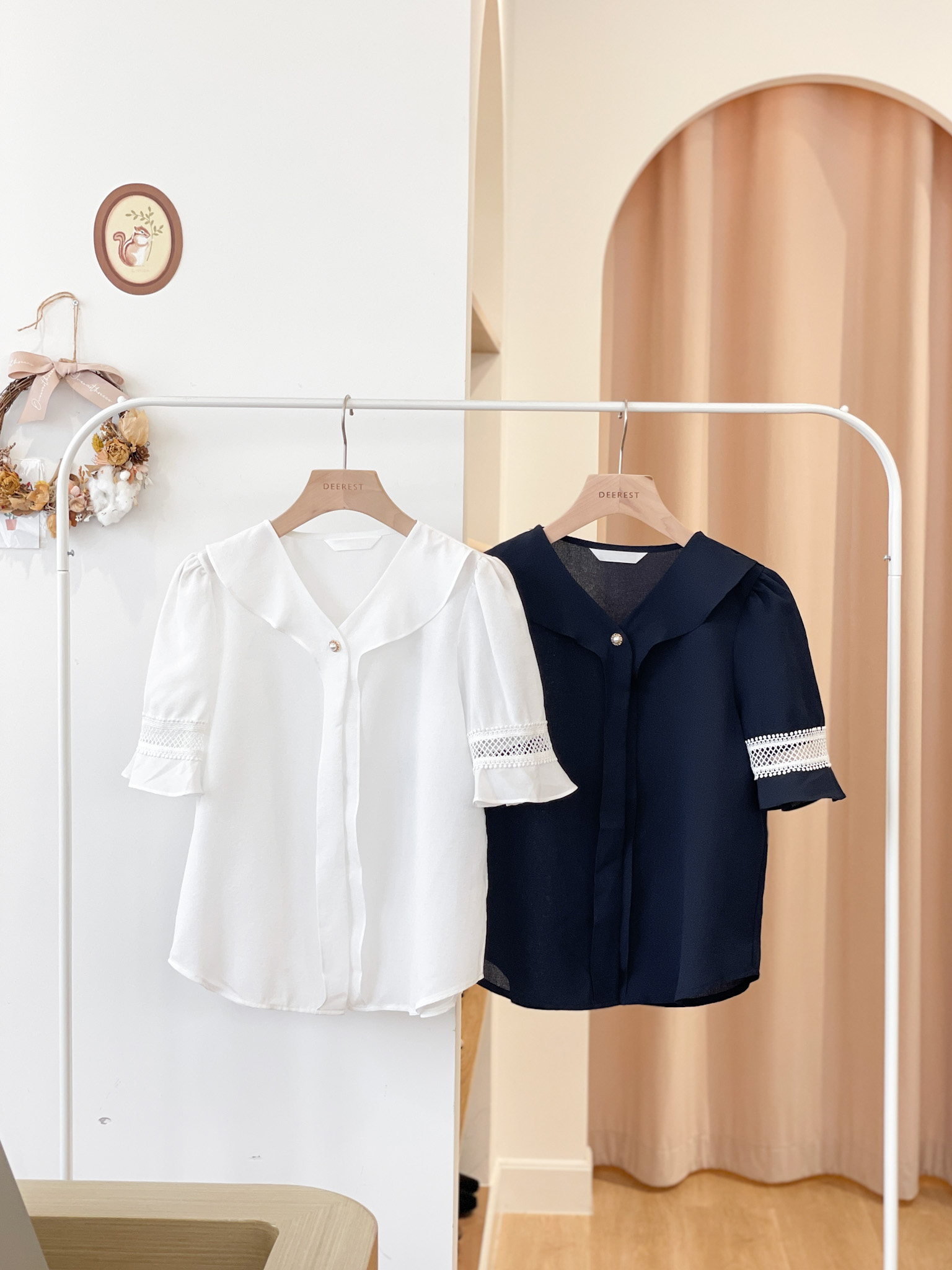 T1292 Jasmine Lace Linen Blouse