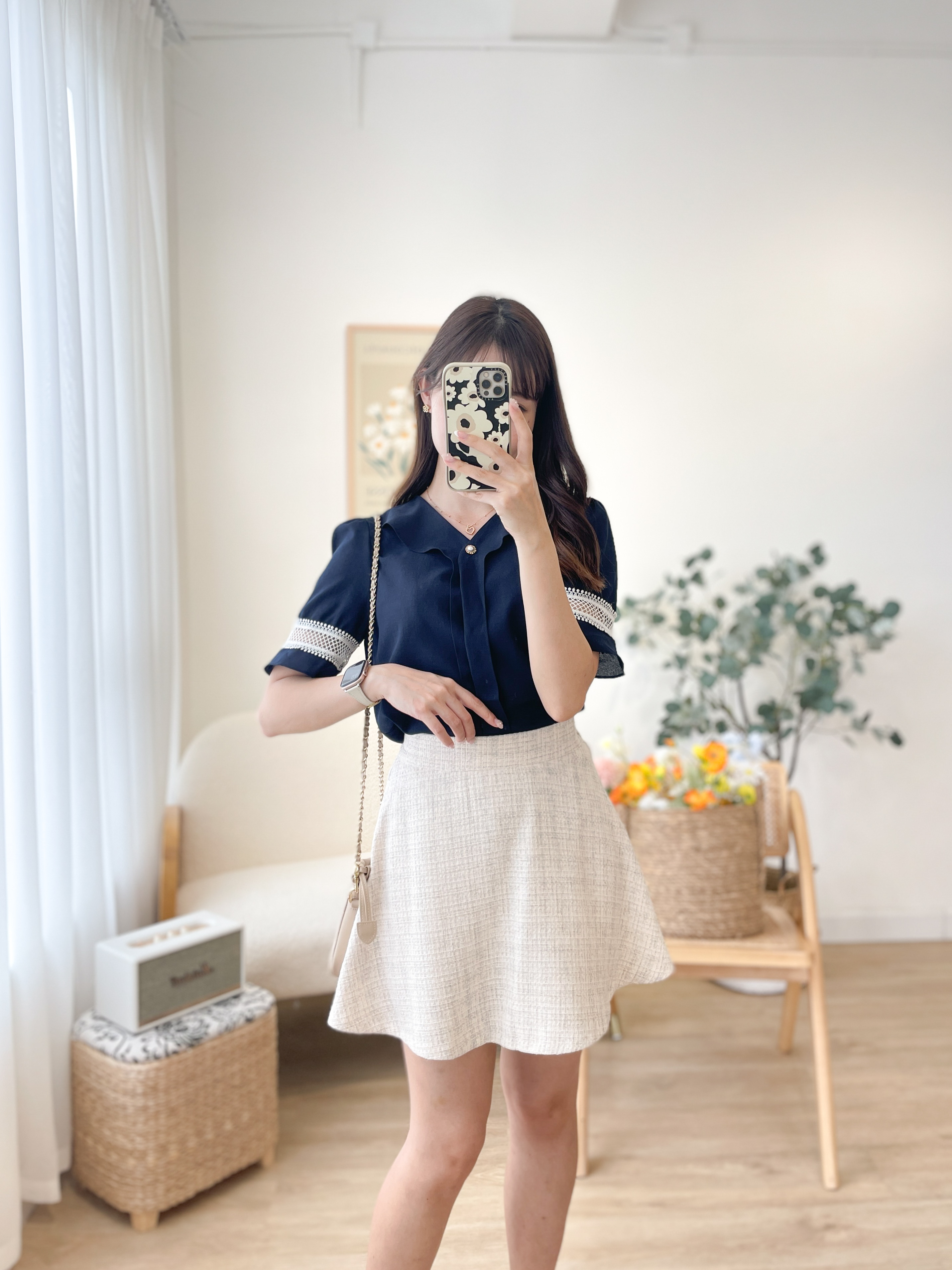 T1292 Jasmine Lace Linen Blouse