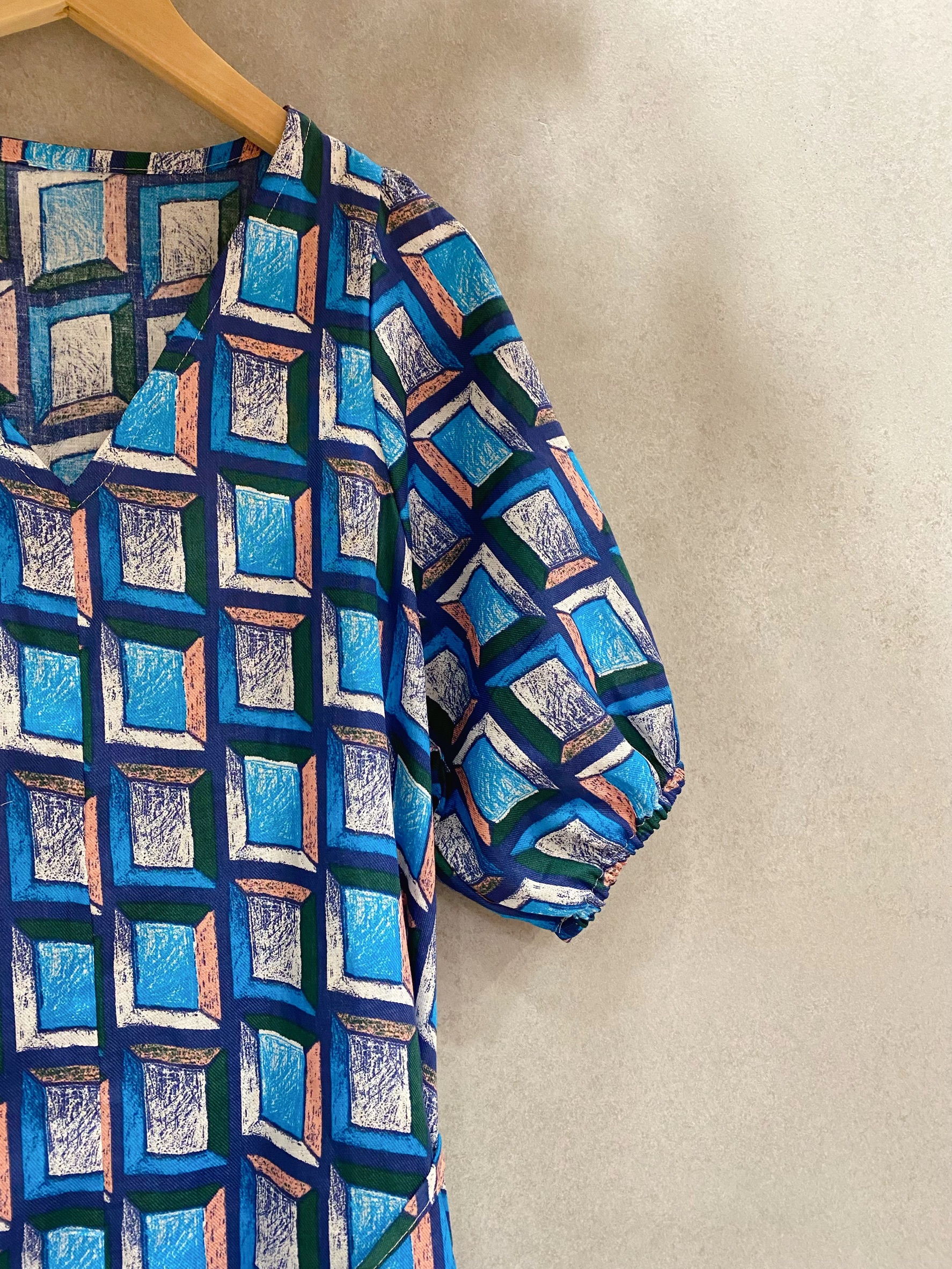 藍巧克力磚 媽咪前開衩綁帶洋裝