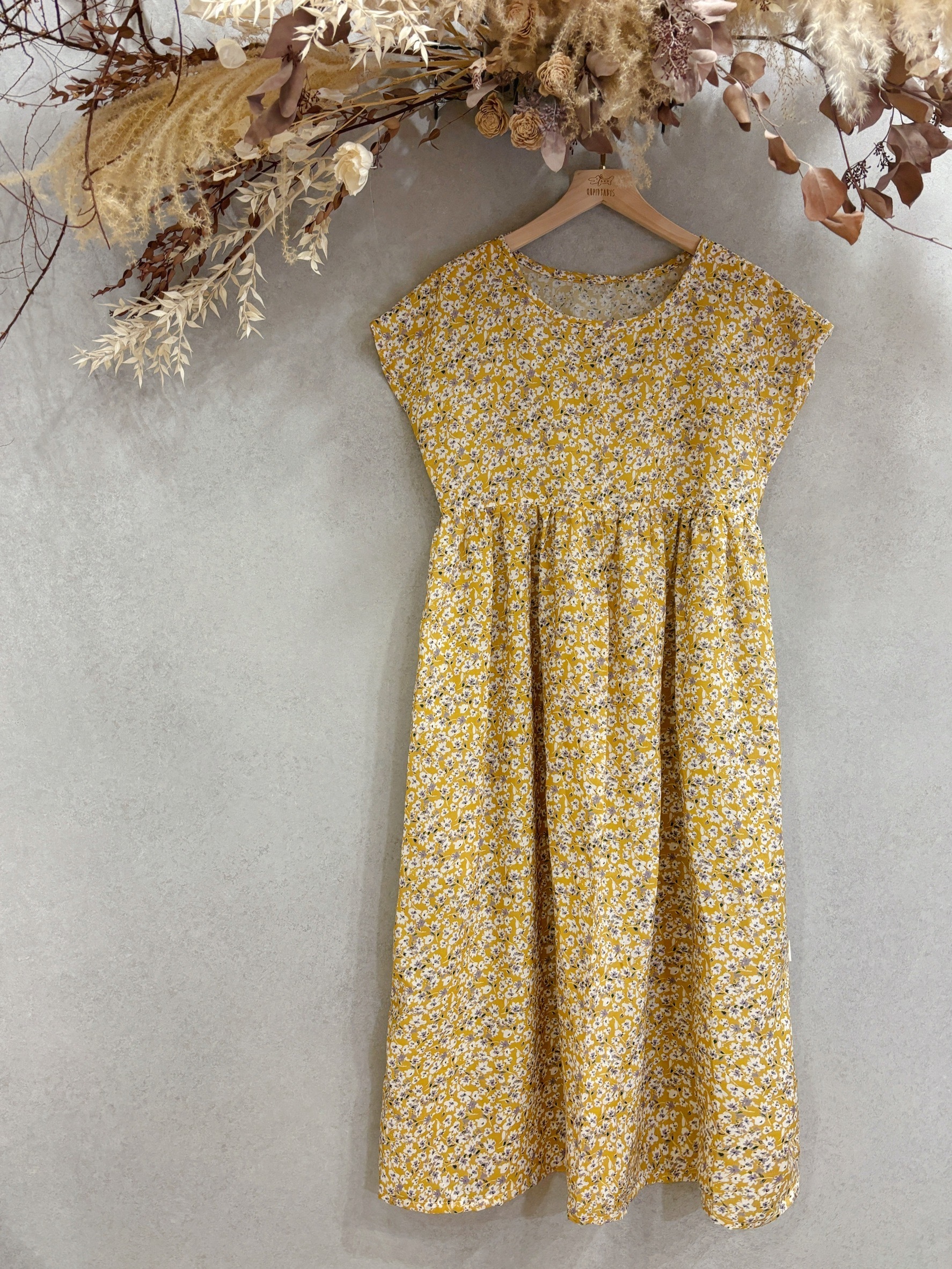 黃花草 媽咪韓系高腰長洋裝(M)