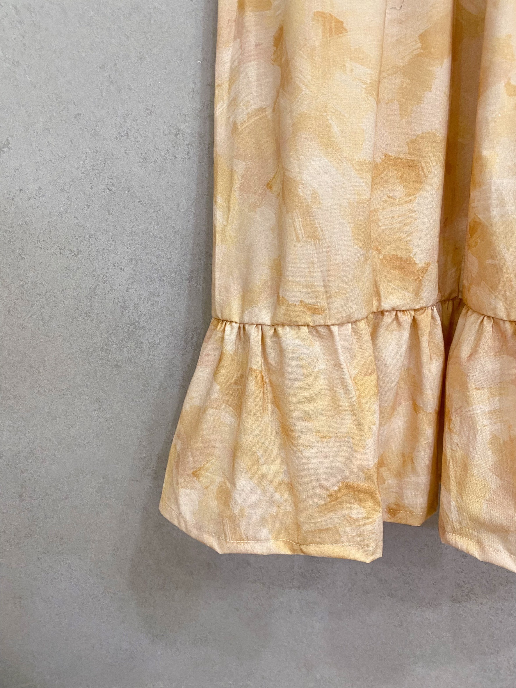 橘刷色 媽咪吊帶蛋糕長洋裝