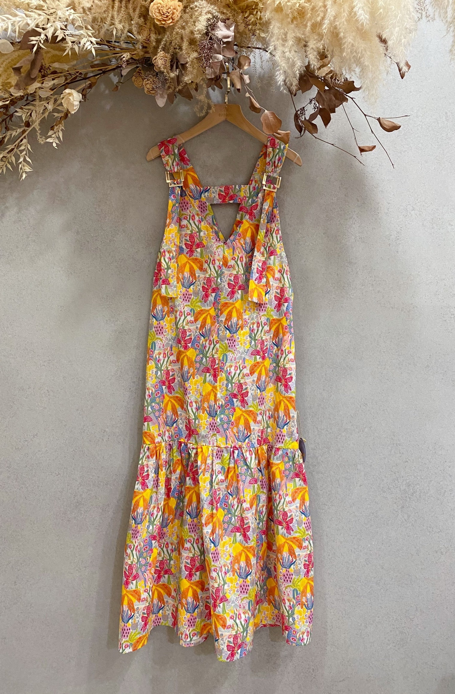 熱帶雨林黃花 媽咪歐若拉長洋裝