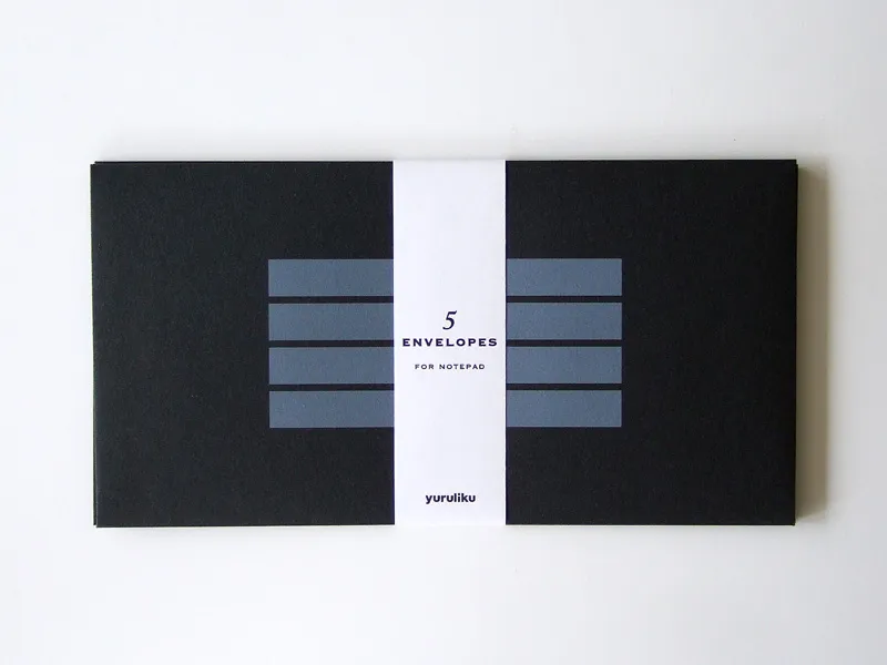 活版印刷 橫式長形信封 5枚入 黑色｜YURULIKU 日本