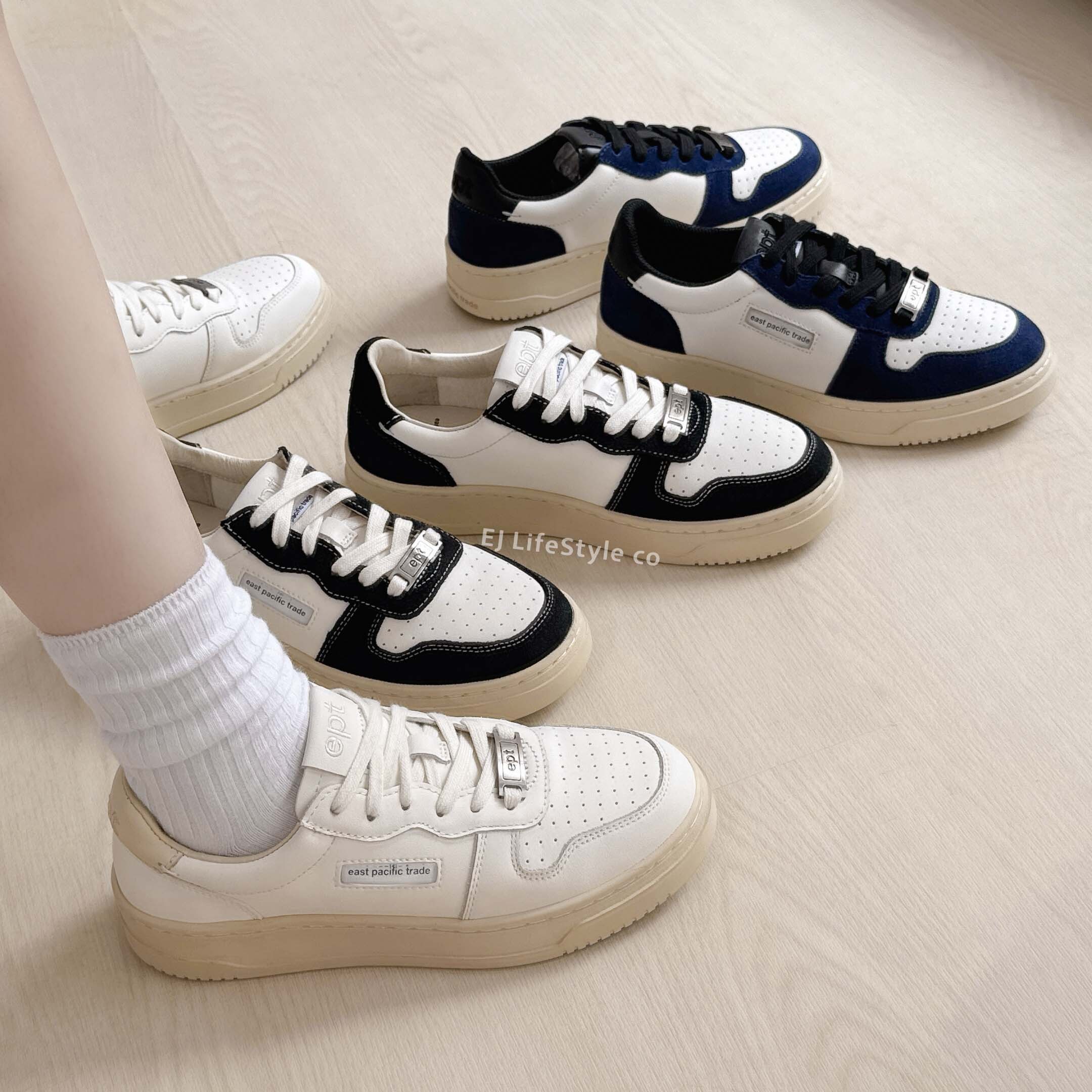 韓國限定🇰🇷 EPT COURT 復古鞋 小白鞋 奶油色 黑白色 柔粉 天空藍 藍 綠 仿皮革 經典款 / 預購