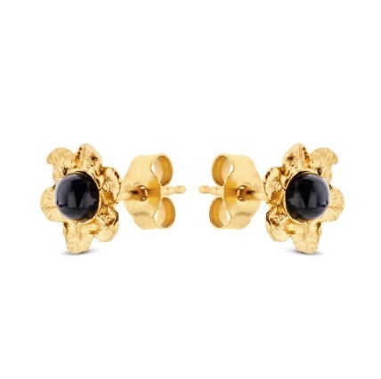 1TA0524-235 THALLO Nefeli Earrings Mini Studs 24K Gold Vermeil on Sterling Silver Black Agate #s237b (A-SK-E)