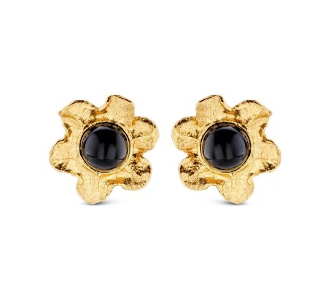 1TA0524-235 THALLO Nefeli Earrings Mini Studs 24K Gold Vermeil on Sterling Silver Black Agate #s237b (A-SK-E)