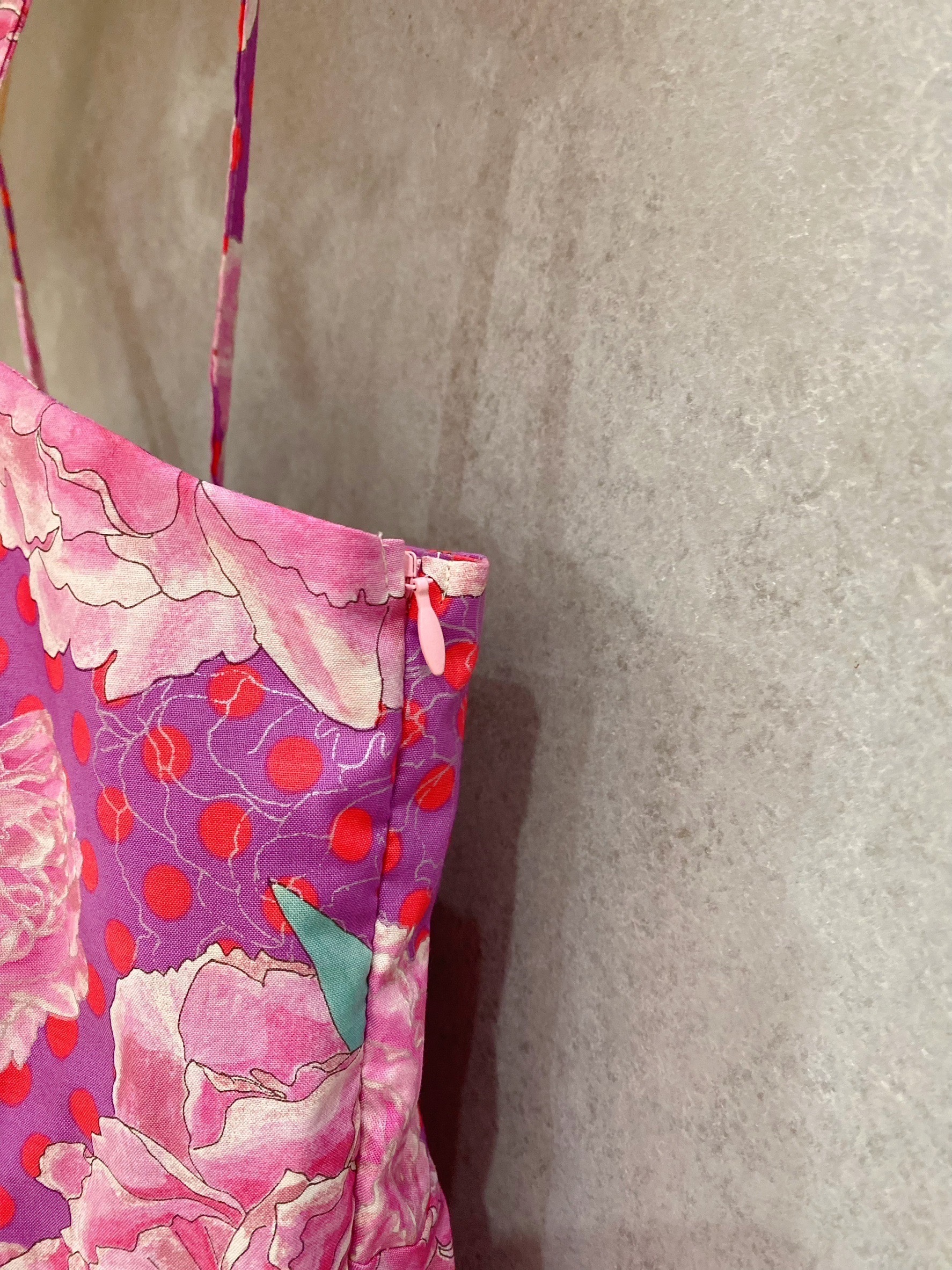 桃紫點牡丹 媽咪白雪公主長洋裝(S)