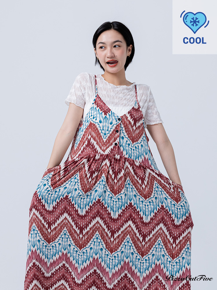 [兩件1580｜涼感洋裝]暈染水玉感口袋細肩洋裝 PizzaCutFive PCF252487077