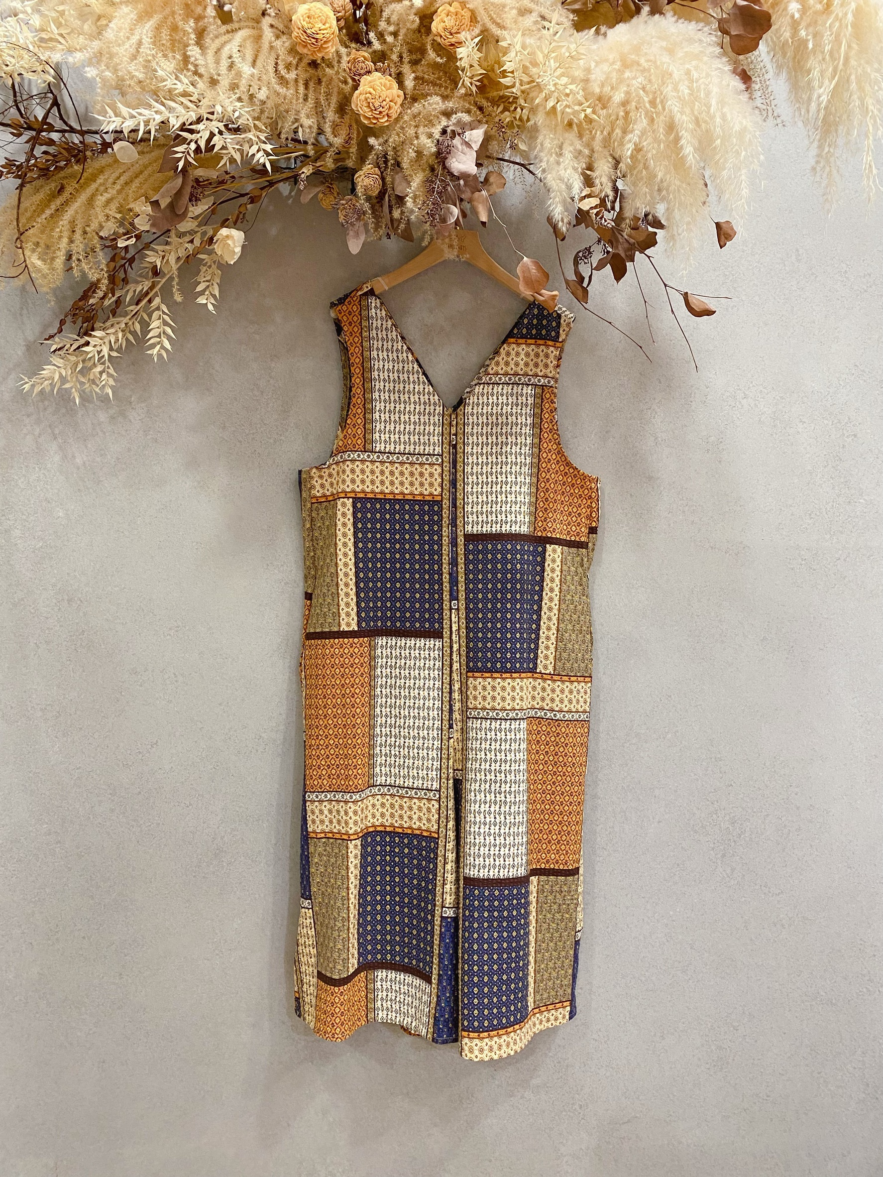 色塊拼接 媽咪連身長寬褲