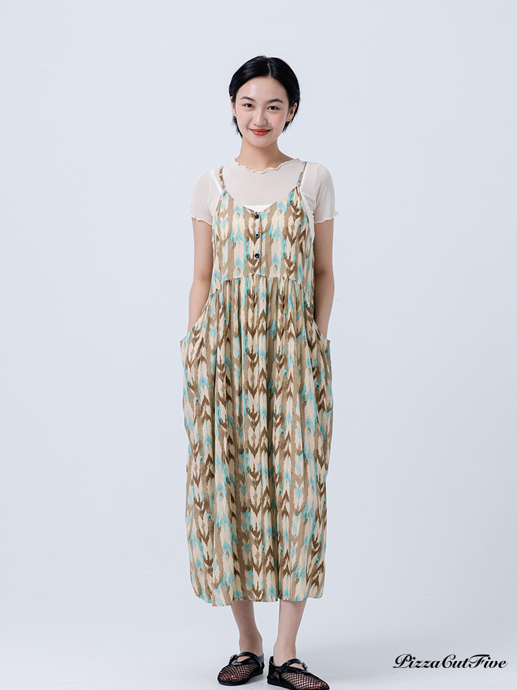 [兩件1580｜涼感洋裝]暈染紋理口袋細肩洋裝 PizzaCutFive PCF252487079