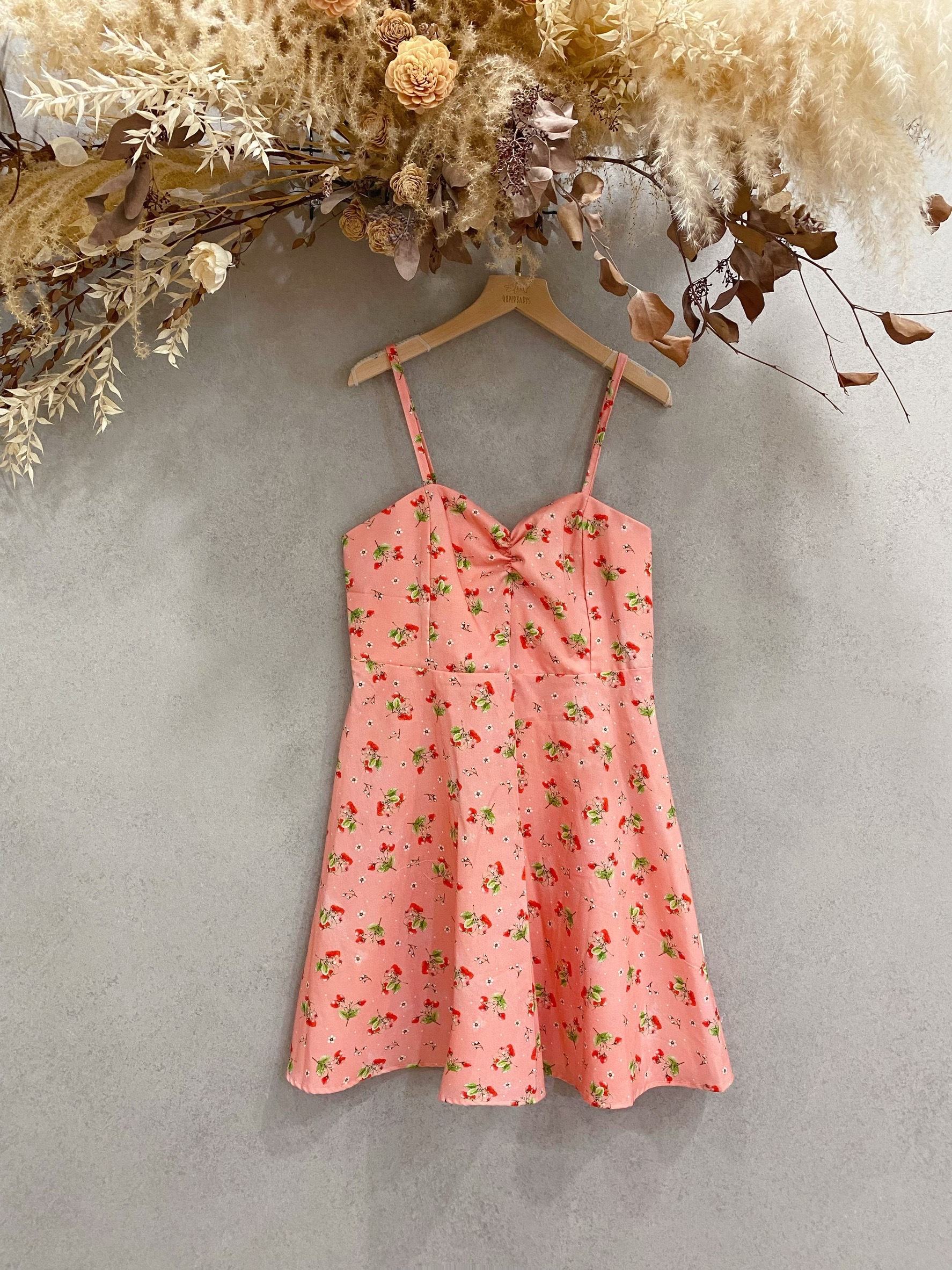 桃粉草莓 媽咪白雪公主短洋裝(M)