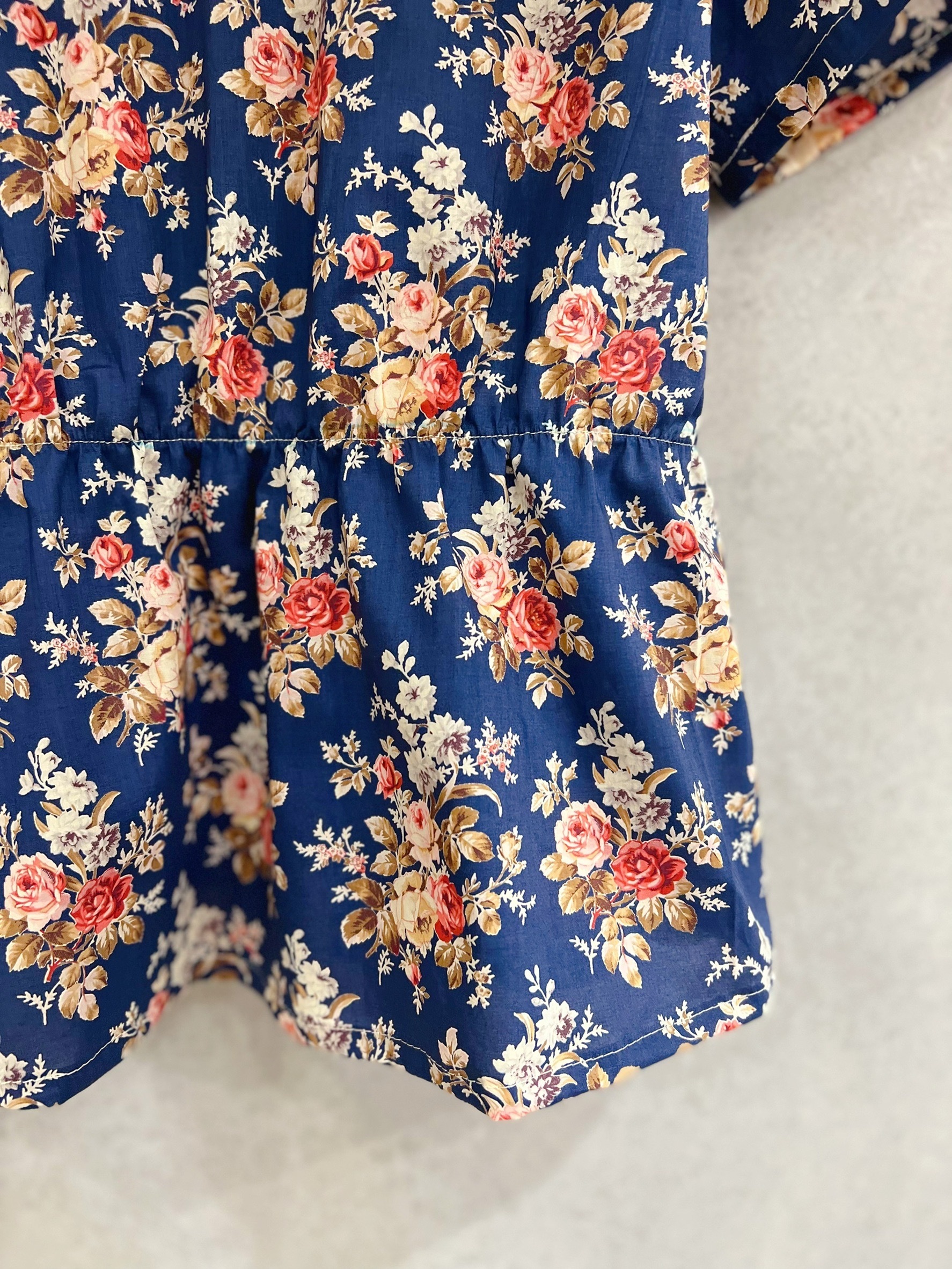 藍底薔薇 媽咪美背上衣