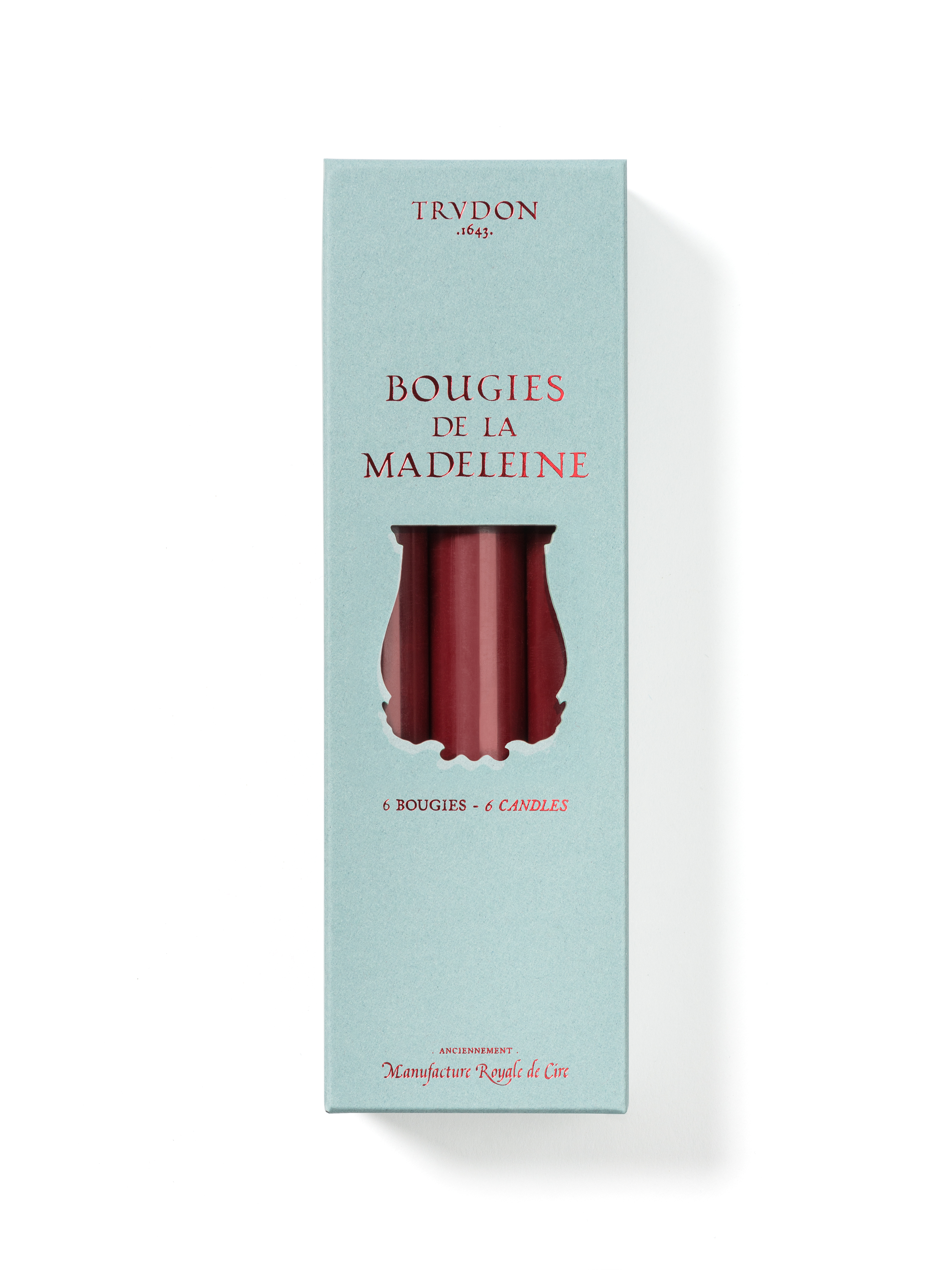 Trudon 馬德萊娜細蠟燭 酒紅色