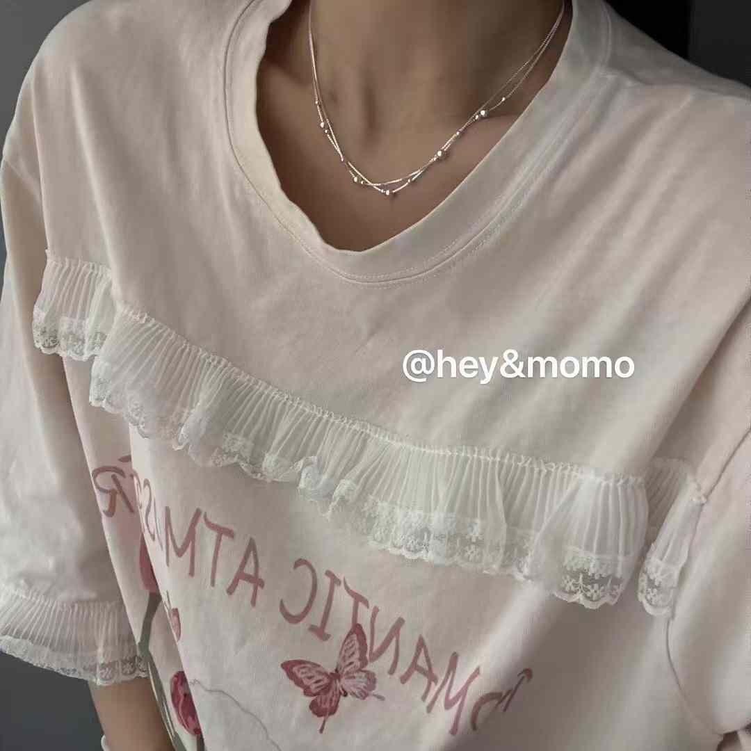 HM4370 925銀盒子鏈➕大小銀豆雙層項鍊