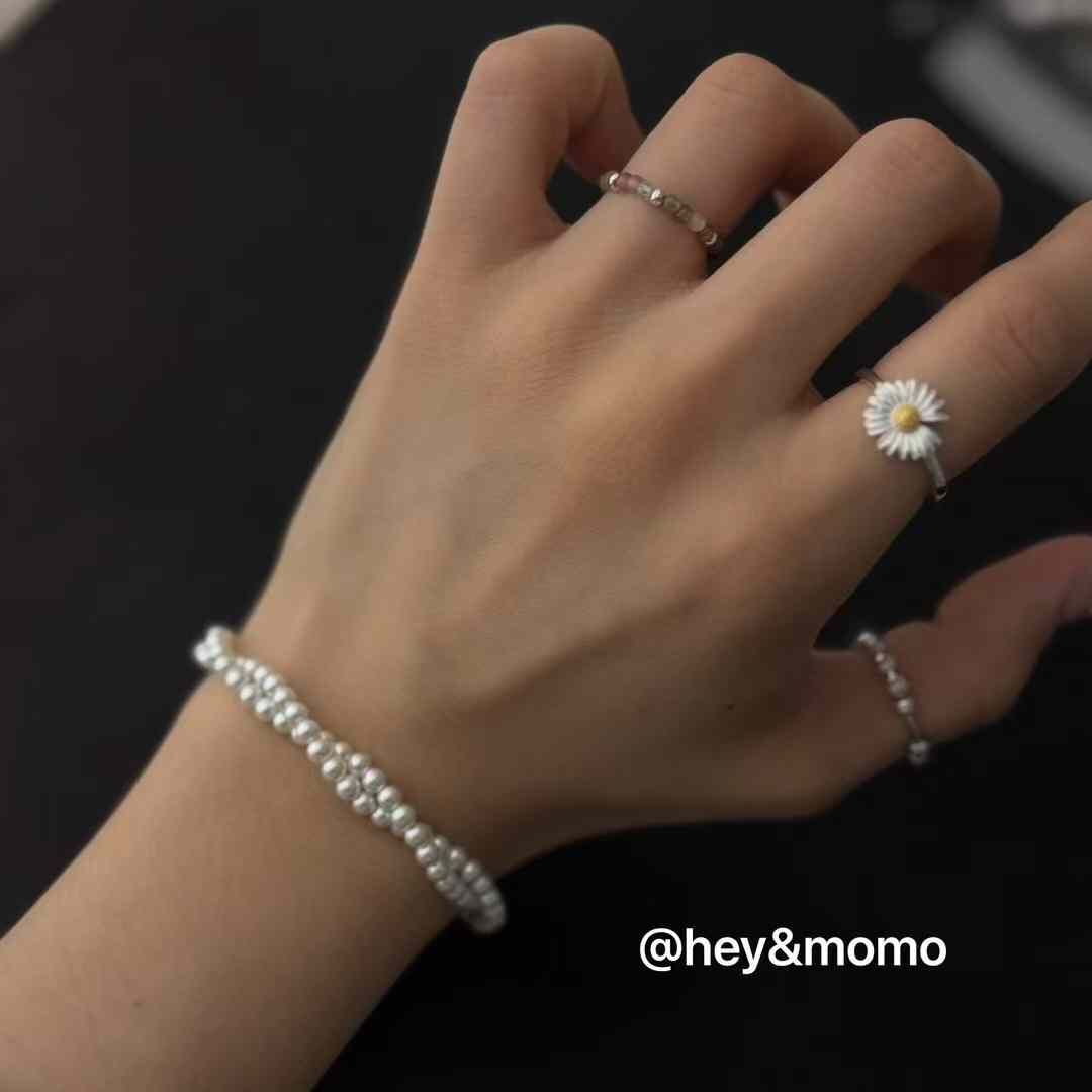 HM4341 925銀雙層珍珠纏繞編織氣質手鍊