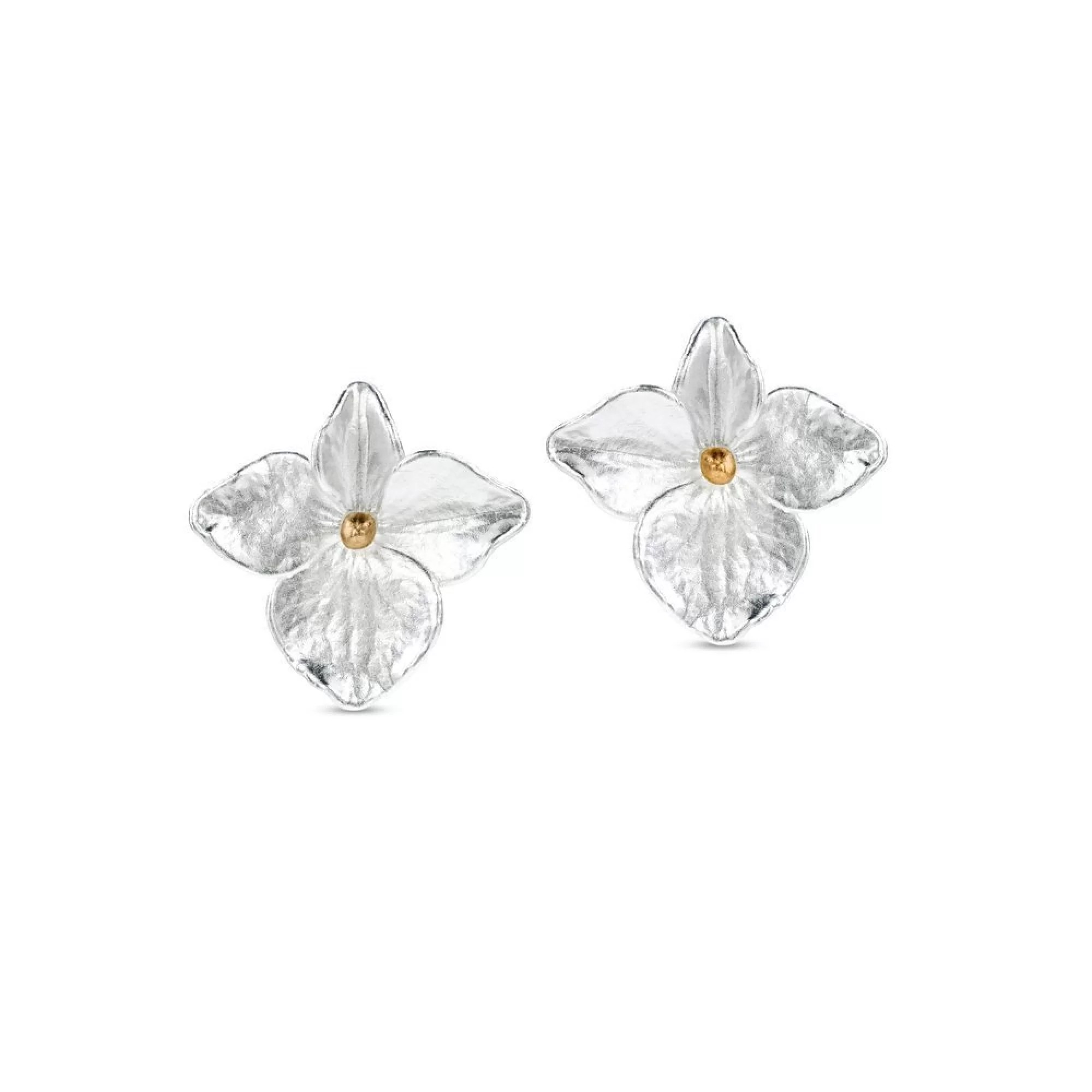 1TA0524-291 THALLO Petals Hydrangea Earrings Statement Studs 24K Gold and Sterling Silver #s393a (A-SK-E)