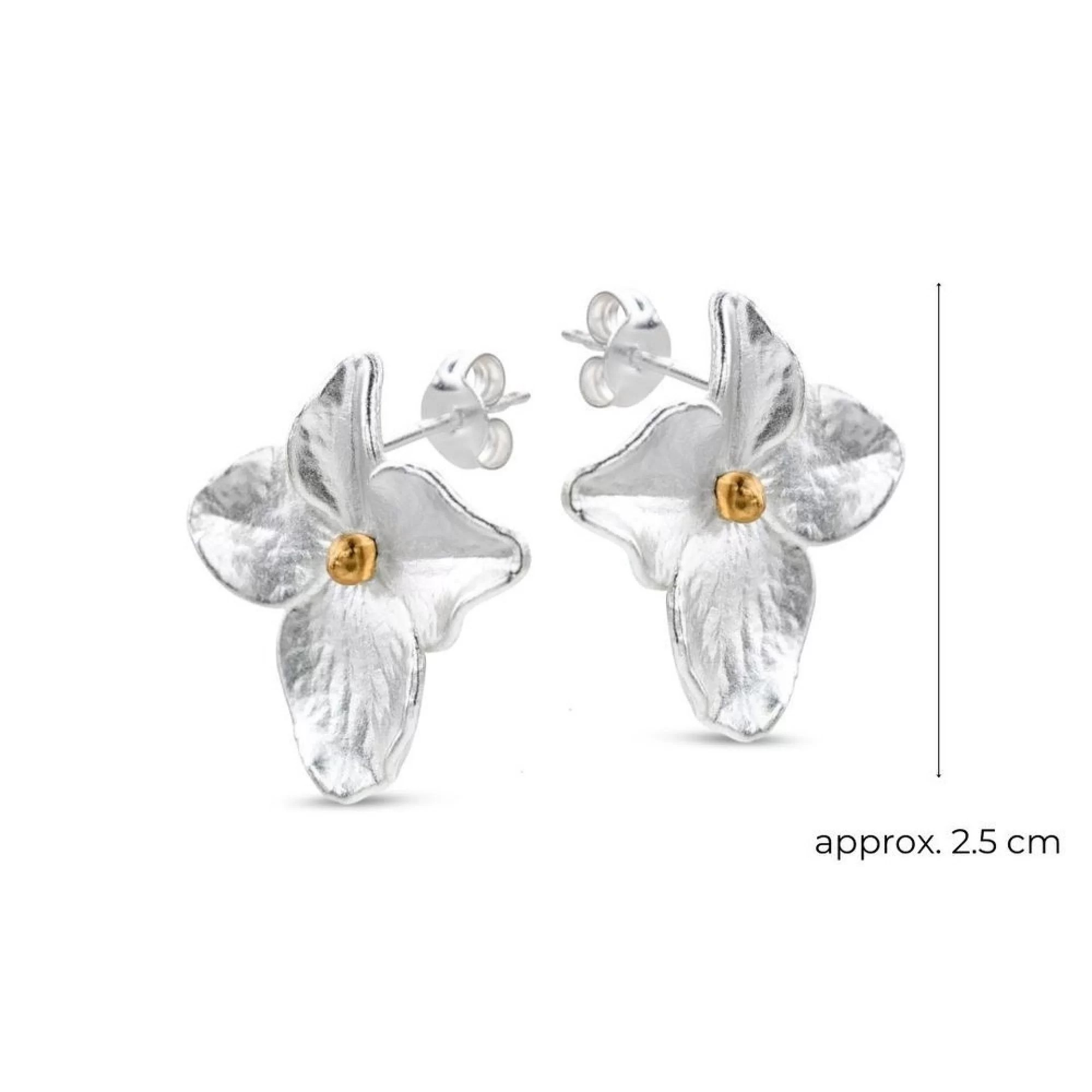 1TA0524-291 THALLO Petals Hydrangea Earrings Statement Studs 24K Gold and Sterling Silver #s393a (A-SK-E)