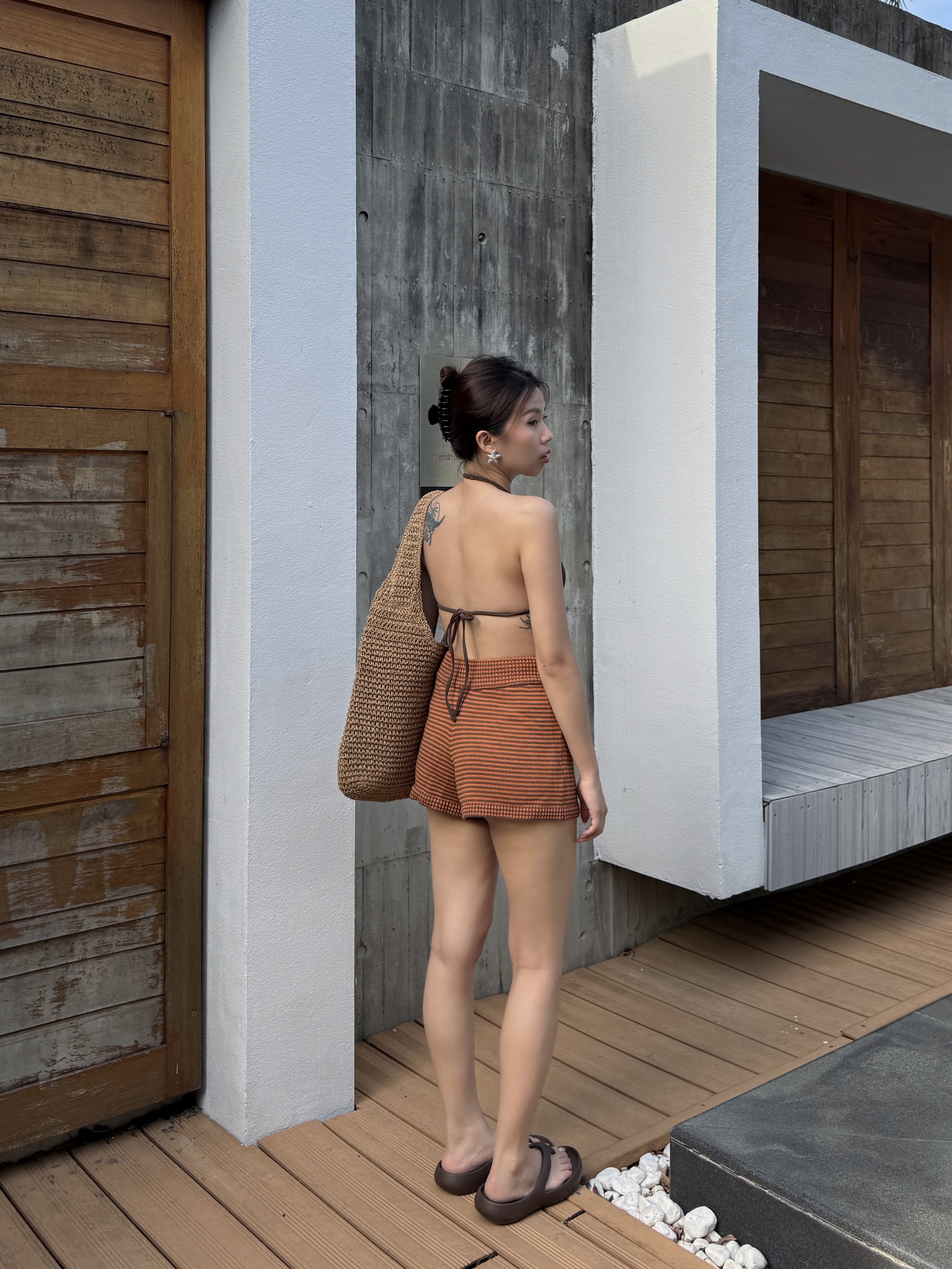 Chill Vibe🍊條紋針織短褲(2色)