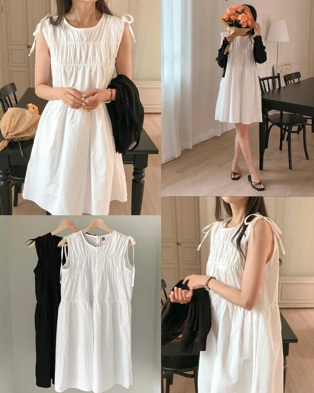 預 購 產 品 丨韓國女裝 - 韓系復古風圓領無袖褶皺連衣裙  Made In Korea（ 預計兩星期後發貨 ）