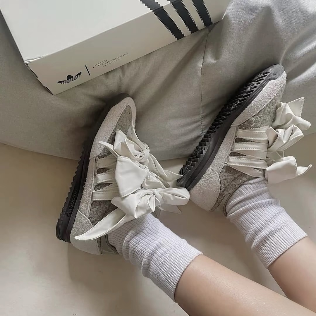 ADIDAS OG SL 72 OG x CAROLINE HU 大蝴蝶結 搖粒絨 麂皮 灰 深灰 休閒 女鞋 JQ8736