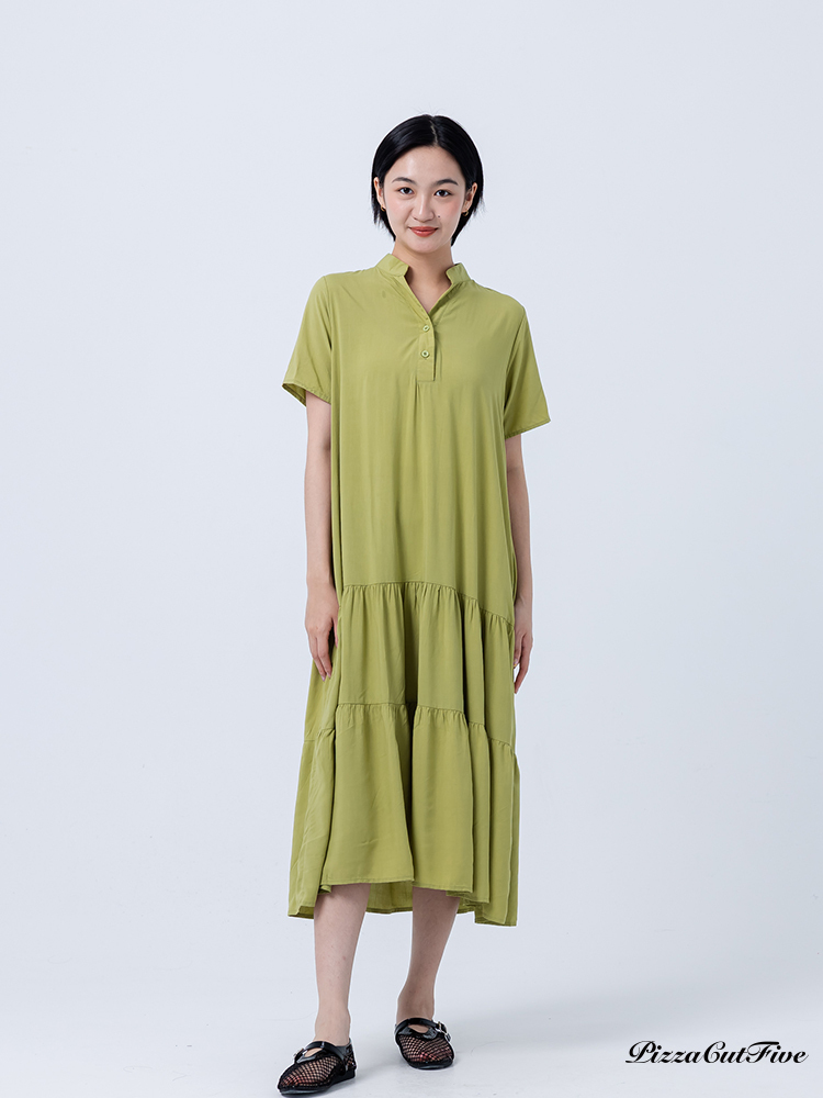 [兩件1580｜涼感洋裝]簡約素色立領短袖連身洋裝 PizzaCutFive PCF252485066