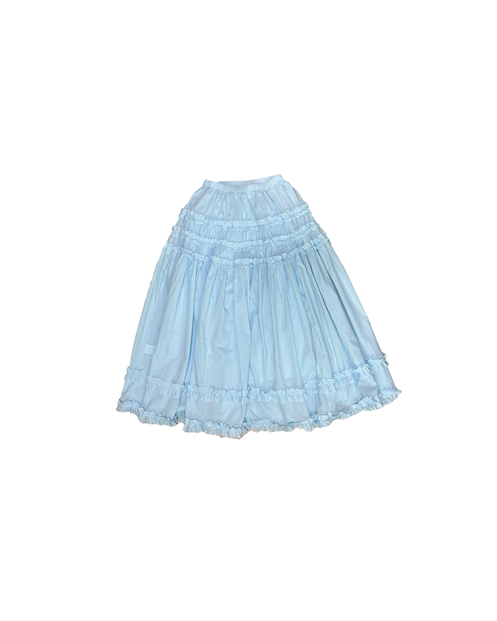 超美層層木耳邊橡筋長版半裙