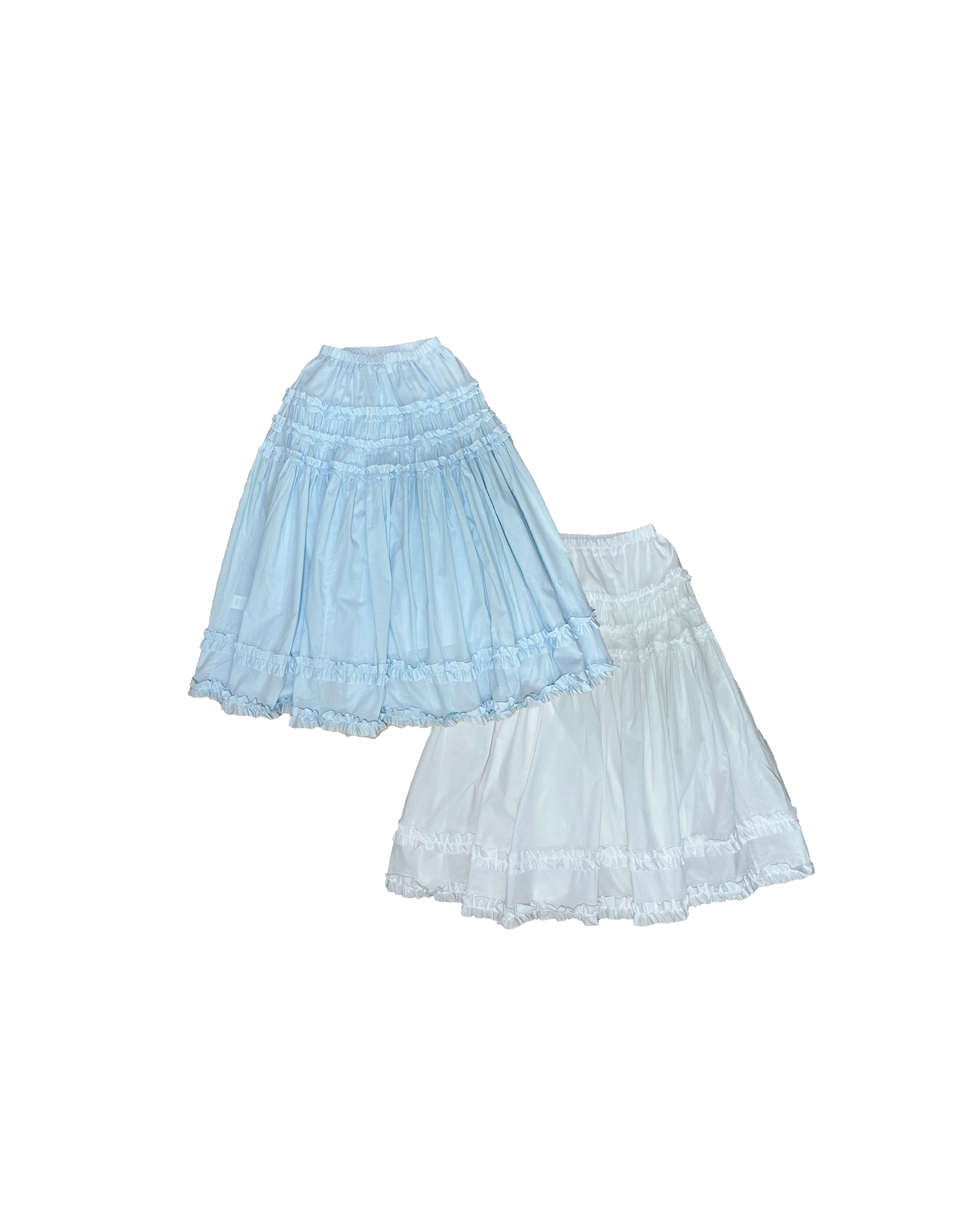 超美層層木耳邊橡筋長版半裙