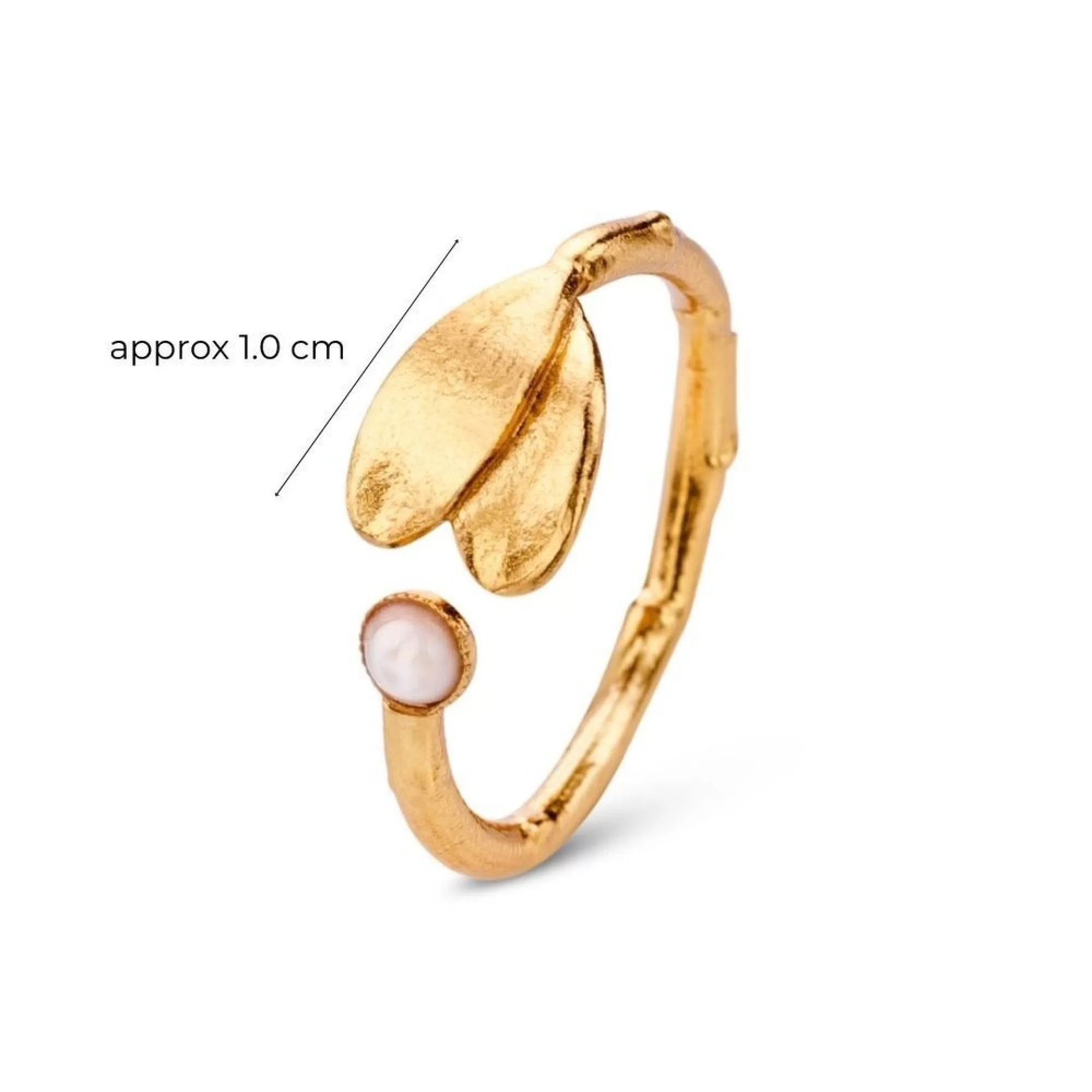 1TA0524-298 THALLO Athena Olive Ring Mini with Narrow Twig Base 24K Gold Vermeil on Sterling Silver Mop #s147b (A-SK-E)